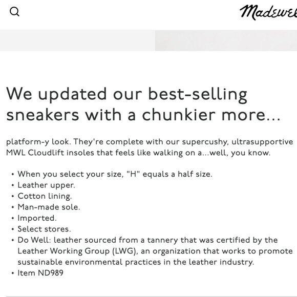 Madewell Pale Parchment Sidewalk Low-Top Sneakers Size 8 Women - Picture 6 of 6